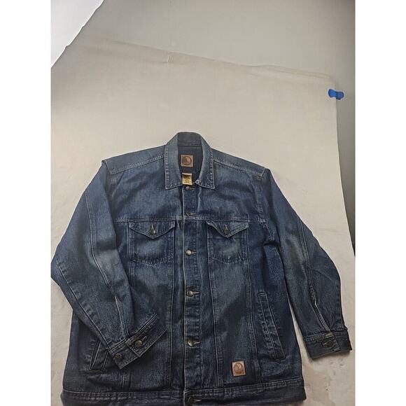 berne Jacket mens Size Extra Large Regular Blue denim jacket Biker 80s Retro - Picture 1 of 13
